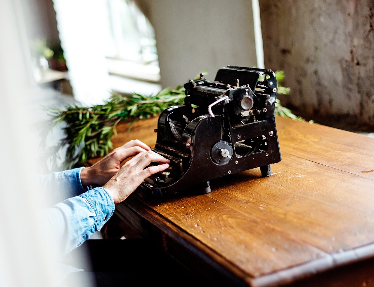 A vintage typewriter on a desk